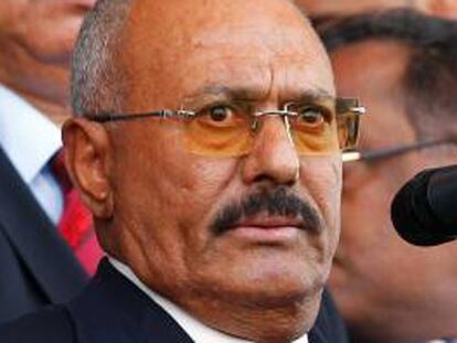 El expresidente Saleh, en un evento de su partido, el 24 de agosto en Saná.