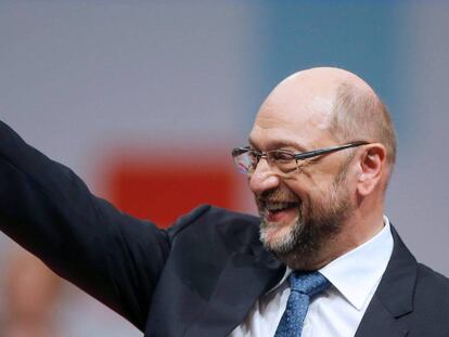 El líder socialdemócrata alemán, Martin Schulz, en el primer congreso del partido tras la derrota electoral este jueves en Berlín.