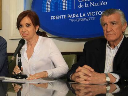 Cristina Fernández de Kirchner, en rueda de prensa en el Congreso argentino este jueves. 