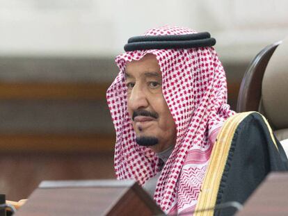 El rey de Arabia Saudí Salmán este miércoles en la sesión de apertura del Consejo Consultivo de la Shura en Riad.