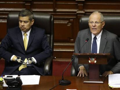 El presidente de Perú, Pedro Pablo Kuczynski, este jueves en el Congreso. En vídeo, declaraciones del mandatario en la víspera de la sesión.