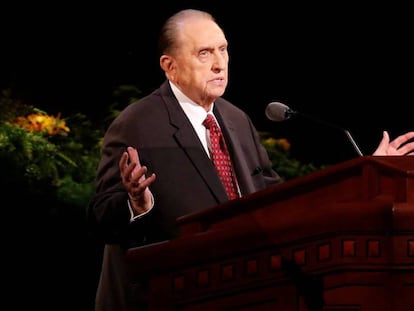 Thomas Monson, en una intervención en Salt Lake City, en 2014.