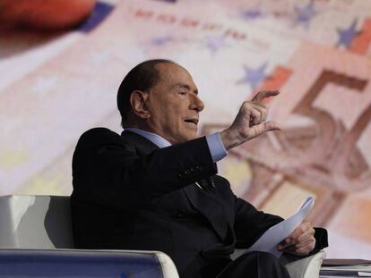 El empresario y ex primer ministro italiano, Silvio Berlusconi, en el programa Porta a Porta.