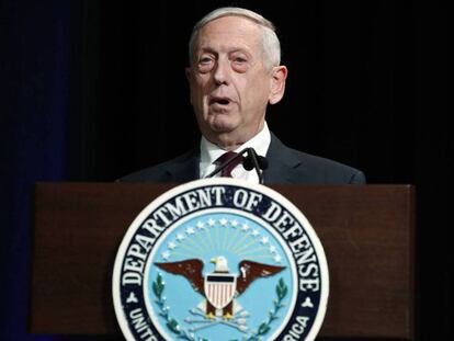 El jefe del Pentágono, James Mattis, este viernes en un acto público.