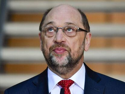 El líder del SPD, Martin Schulz, en una rueda de prensa en la sede de su partido en Berlín el pasado domingo.