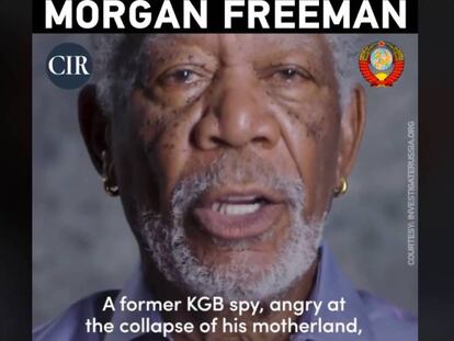 Campaña de RT contra Morgan Freeman en respuesta a un video del actor en el que criticaba al presidente ruso Vladimir Putin.