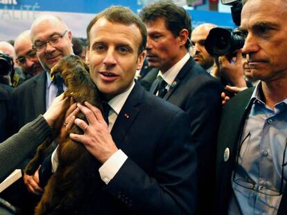 El presidente Macron en el Salón de la Agricultura de París