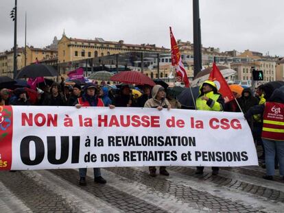 Manifestación de jubilados franceses en Marsella (Francia) el 15 de marzo de 2018.