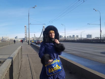 Diana en el Puente de Crimea de Moscú. La actriz, de 30 años, votó por Zhirinovski.