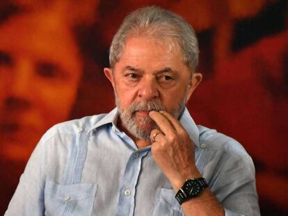 El expresidente brasileño Luiz Inácio Lula da Silva el día que anunció su candidatura a las elecciones de octubre, en enero de 2018.