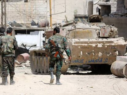 L'Exèrcit sirià a la zona del suposat atac químic a Duma.