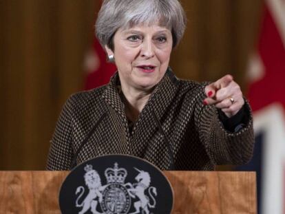 Theresa May, durante la conferencia de prensa. WILL OLIVER / POOL EFE.