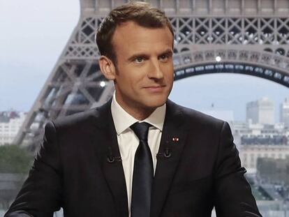 El presidente francés, Emmanuel Macron, durante la entrevista este domingo.