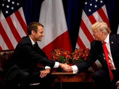 Donald Trump y Emmanuel Macron en Nueva York, el 18 de septiembre pasado.