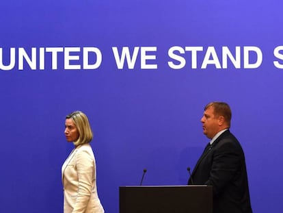 La jefa de la diplomacia europea, Federica Mogherini, en una reunión de ministros de Defensa celebrada el 5 de mayo en Sofía.