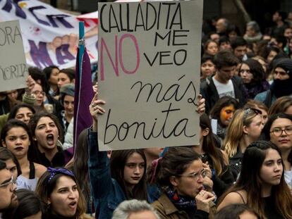 Estudiantes chilenas, en una de las marchas.