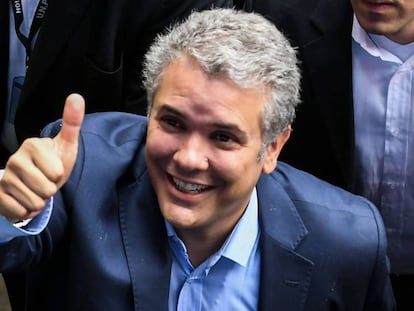 El candidato del Centro Democrático, Iván Duque, este domingo.