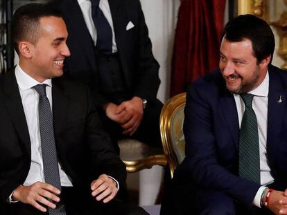Luigi Di Maio y Matteo Salvini este viernes en el Quirinal.