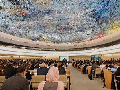 Plenario del Consejo de los Derechos Humanos en Ginebra. En vídeo, la embajadora de EE UU ante la ONU acusa al Consejo de ser "hipócrita" y de no vigilar a "regímenes inhumanos".