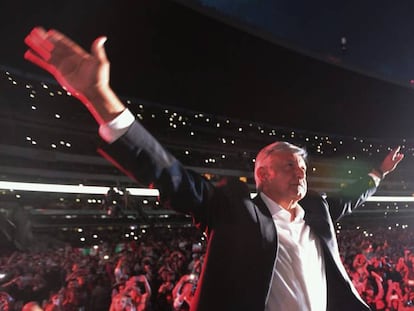 López Obrador, durante el acto de cierre de campaña.