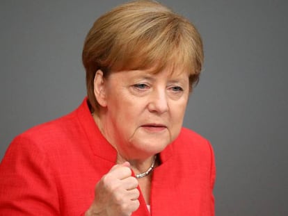 La canciller alemana, Angela Merkel, este miércoles en Berlín. En vídeo: Merkel habla sobre el papel de Alemania en la crisis migratoria