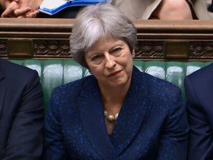 Theresa May, durante su intervención en el Parlamento británico.