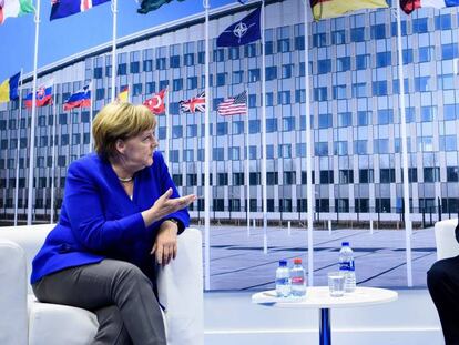 Angela Merkel y Donald Trump en la sede de la OTAN en Bruselas este miércoles.