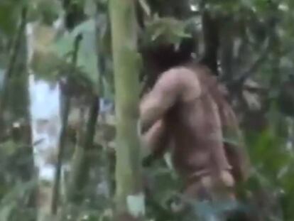 El hombre más solo del mundo en la selva con un hacha.