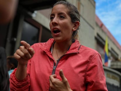 Rafaela Requesens en el Palacio de Justicia.