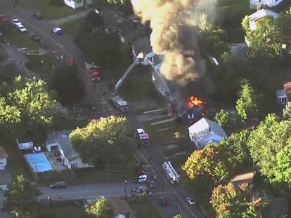 Una de las casas incendidas en Lawrence, a las afueras de Boston.