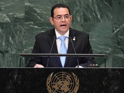 Jimmy Morales, durante su intervención en la ONU.