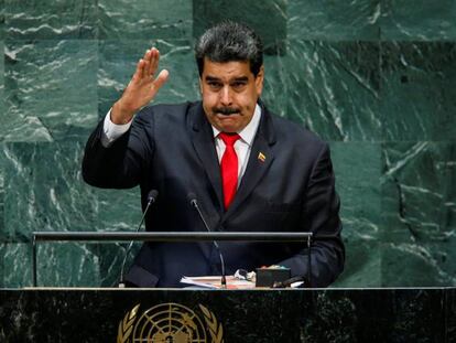 Nicolás Maduro en su intervención de ayer en la Asamblea de la ONU.
