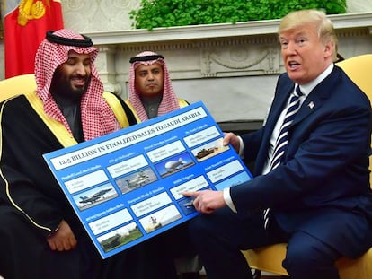 En foto, Donald Trump y Mohamed bin Salman, el pasado marzo en la Casa Blanca. En vídeo, las declaraciones de la Relatora Especial de Ejecución Extrajudicial de la ONU, Agnes Callamard sobre el caso del asesinato de Jamal Khashoggi.