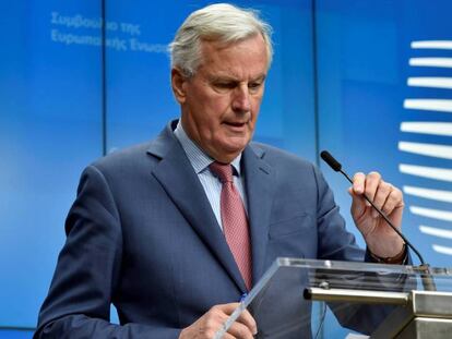 El negociador de la UE, Michel Barnier, tras la reunión de este lunes.
