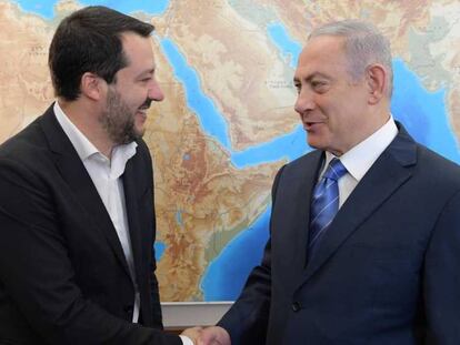 Salvini y Netanyahu, este miércoles en Jerusalén.