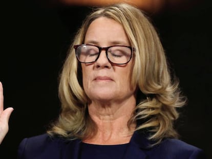 Christine Blasey Ford, durante su testimonio en el Senado de EE UU.