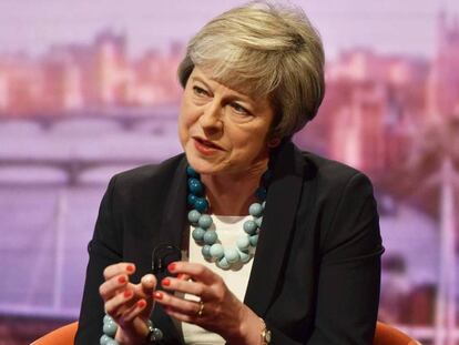 La primera ministra británica Theresa May entrevistada este jueves en la BBC.