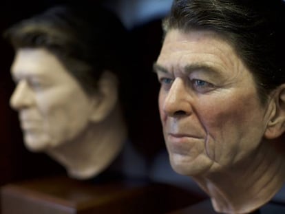 Busto de Ronald Reagan utilizado para crear un holograma sobre él en su Biblioteca Presidencial.
