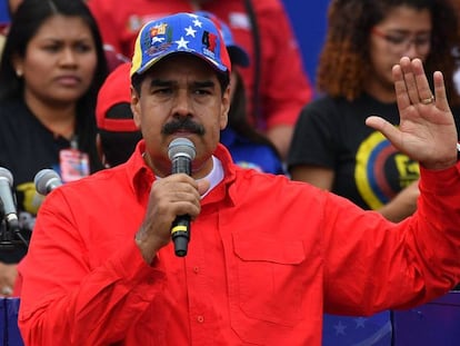 Maduro, este sábado, en el discurso con el que ha cerrado la manifestación prochavista.
