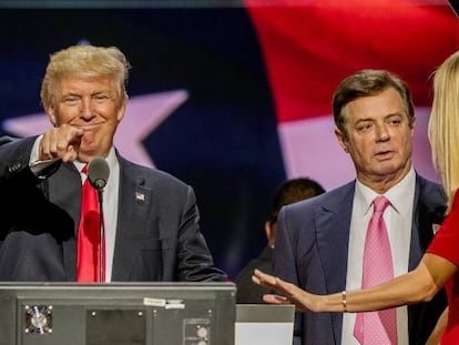 Desde la izquierda, Donald Trump, Paul Manafort e Ivanka Trump, durante la Convención Nacional Republicana, en Cleveland, en 2016.