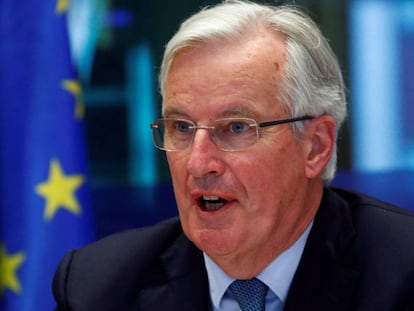 El negociador jefe de la UE para el Brexit, Michel Barnier, en las oficinas del Parlamento Europeo en Bruselas este martes. En vídeo, declaraciones de Barnier en un acto del mismo día.