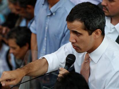 Juan Guaidó, durante un acto en Caracas. En vídeo, declaraciones de Guaidó el martes.