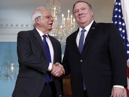 En foto: Josep Borrell (izquierda) y Mike Pompeo. En vídeo: declaraciones del ministro de Exteriores español, Josep Borrell.