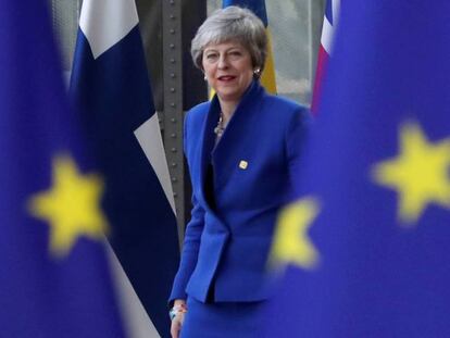 La primera ministra Theresa May, a su llegada este miércoles al Consejo Europeo en Bruselas. En vídeo, sus declaraciones tras el acuerdo alcanzado.