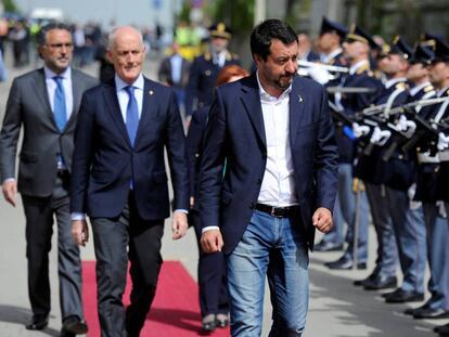 El líder de la Liga y ministro del Interior de Italia, Matteo Salvini, en Corleone.