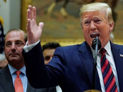 El presidente Donald Trump, este jueves durante una ceremonia en la Casa Blanca. En vídeo, declaraciones del vice primer ministro chino, Liu He, en Washington.