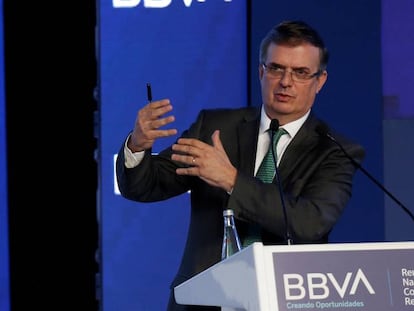 Marcelo Ebrard, este martes. En vídeo, declaraciones del canciller en la reunión anual de consejeros de BBVA.