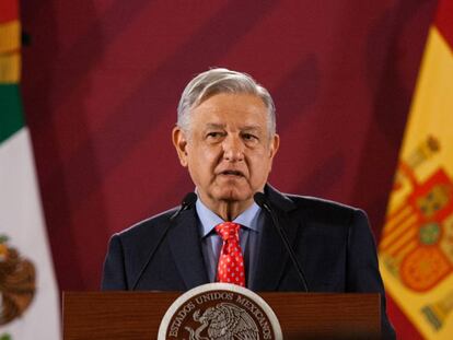 El presidente mexicano, Andrés Manuel López Obrador, en la rueda de prensa de este jueves.
