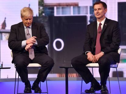 Boris Johnson y Jeremy Hunt, durante un debate televisado el 18 de junio. En vídeo, declaraciones de Hunt este jueves.