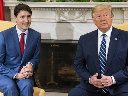 Donald Trump, y el primer ministro canadiense, Justin Trudeau, el jueves en la Casa Blanca. En vídeo, el presidente de EE UU.
